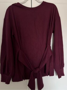 Liz Claiborne Long Sleeve Tie-Back Top - Wine
